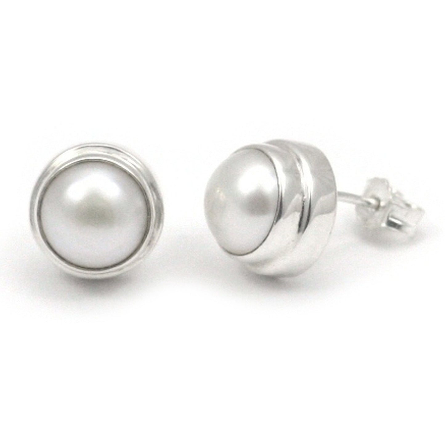 E216PL PADMA .925 Sterling Silver Post Earrings with Pearls