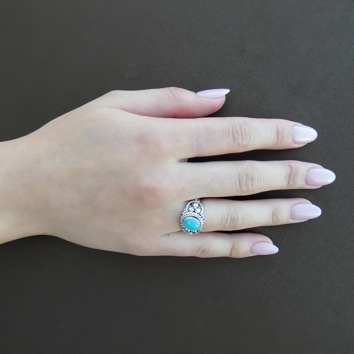 R012AZ PADMA Sterling Silver Ring with Ocean Blue Amazonite