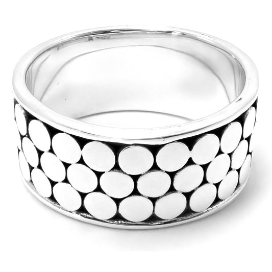 Sterling silver band ring with dots.