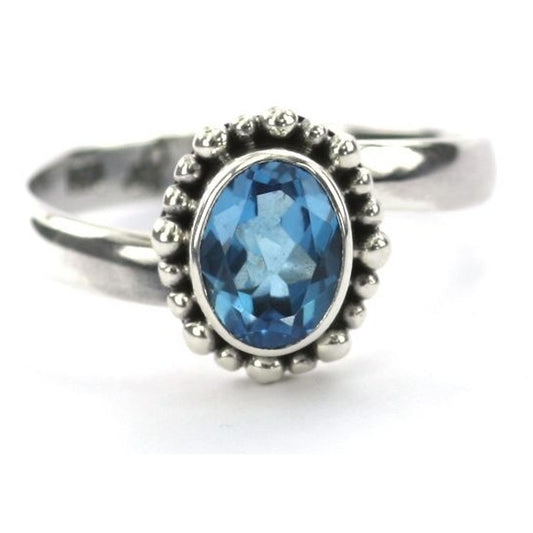 Sterling silver and blue topaz ring.