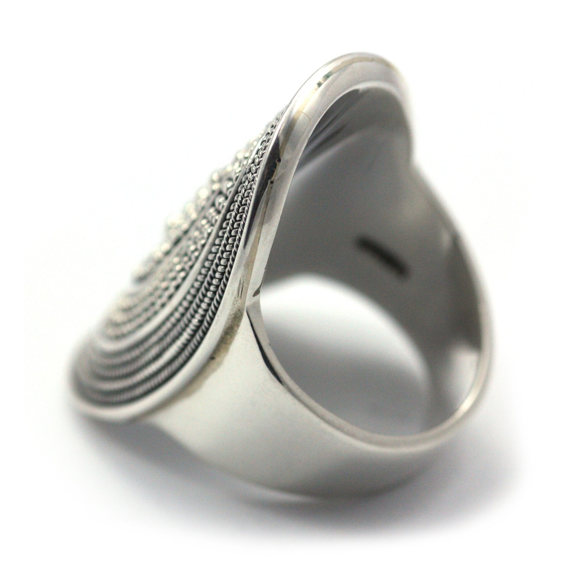 Sterling silver beaded ring.