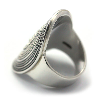 Sterling silver beaded ring.