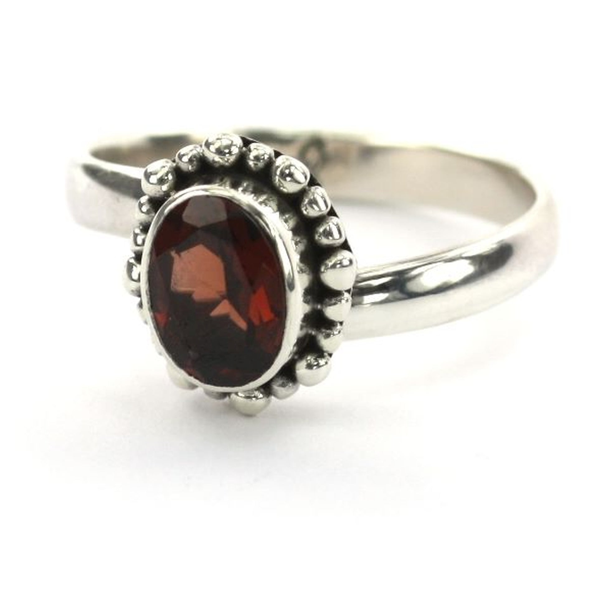 Sterling silver and garnet ring.