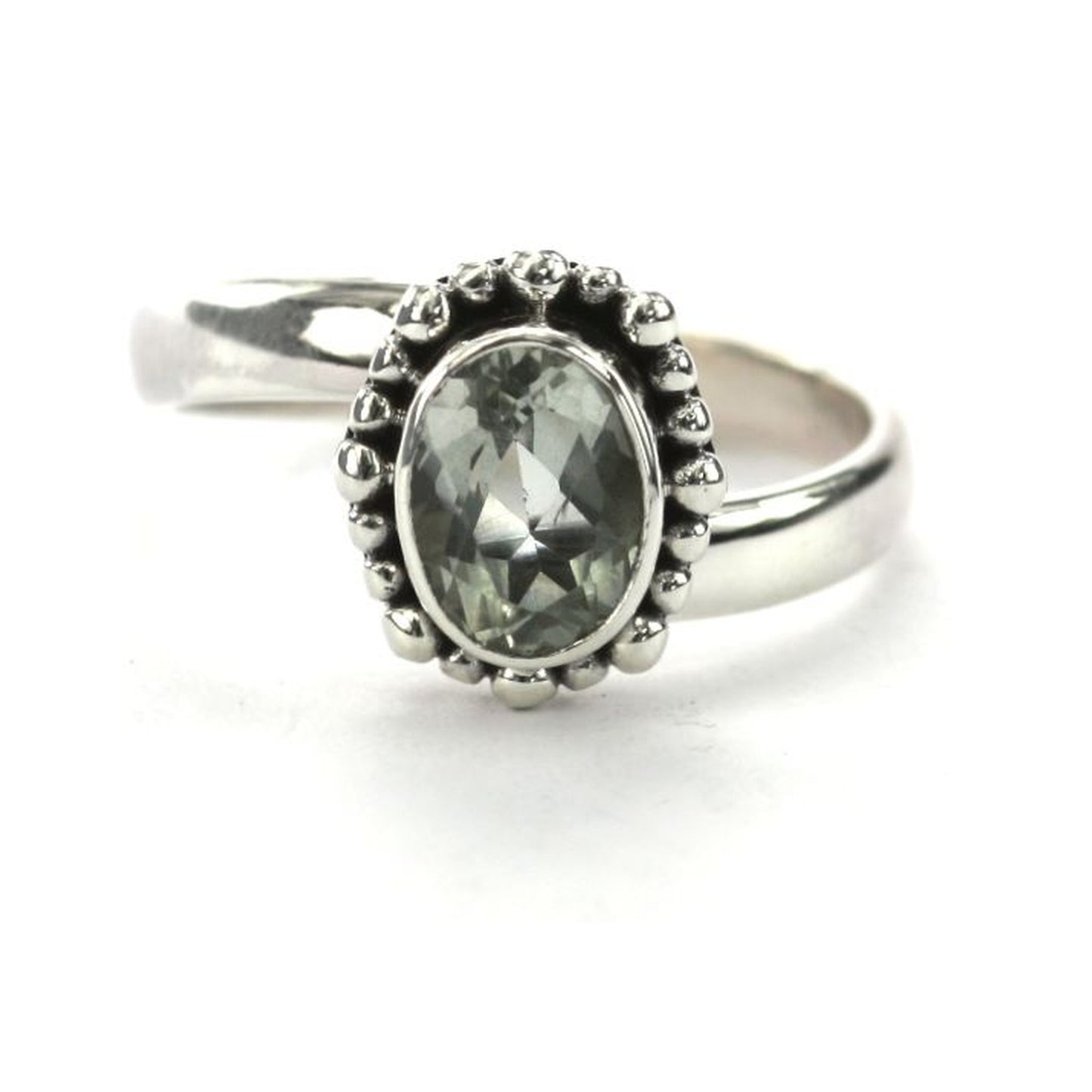 Sterling silver and green amethyst ring.