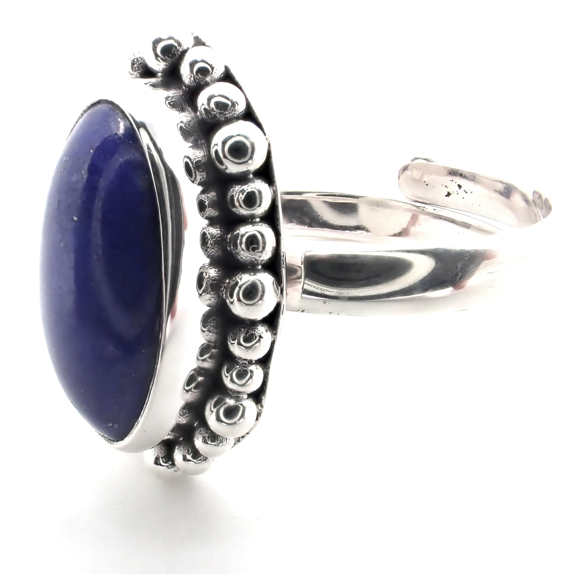 Sterling silver and lapiz lazuli ring.