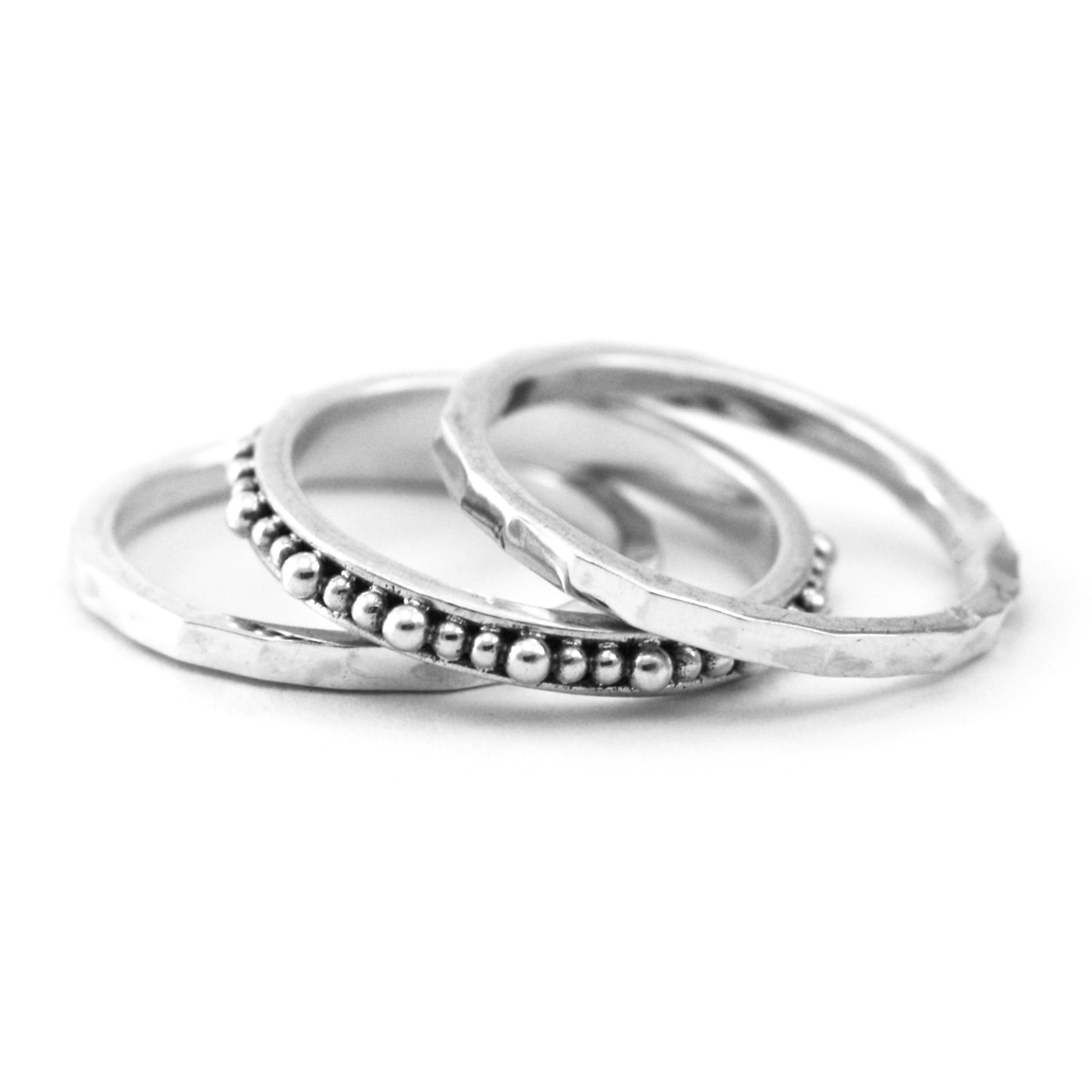 R060SET RAYA .925 Sterling Silver Stack Ring Set – Indiri Collection