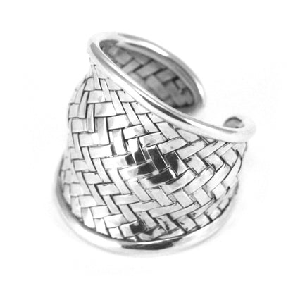 R022 ANYA Woven Adjustable .925 Sterling Silver Ring.