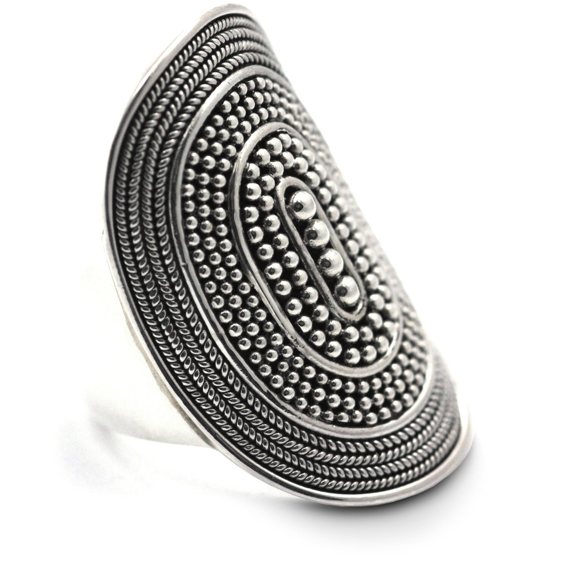 Sterling silver beaded ring.