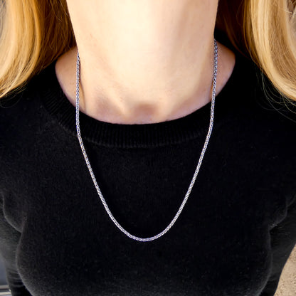N100 22-24" .925 Sterling Silver Handmade Wheat Chain