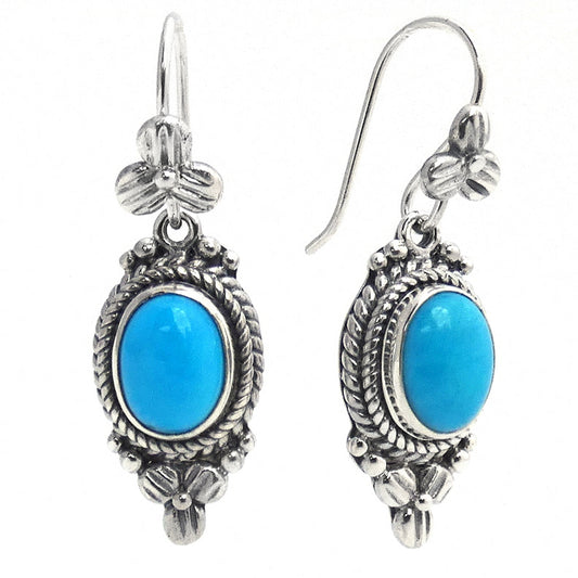 E012TQ LIMITED Sterling Silver Floral Earrings with Turquoise