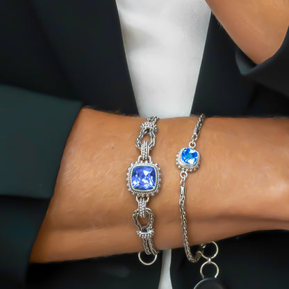 Sterling silver and Swiss blue topaz bracelet.