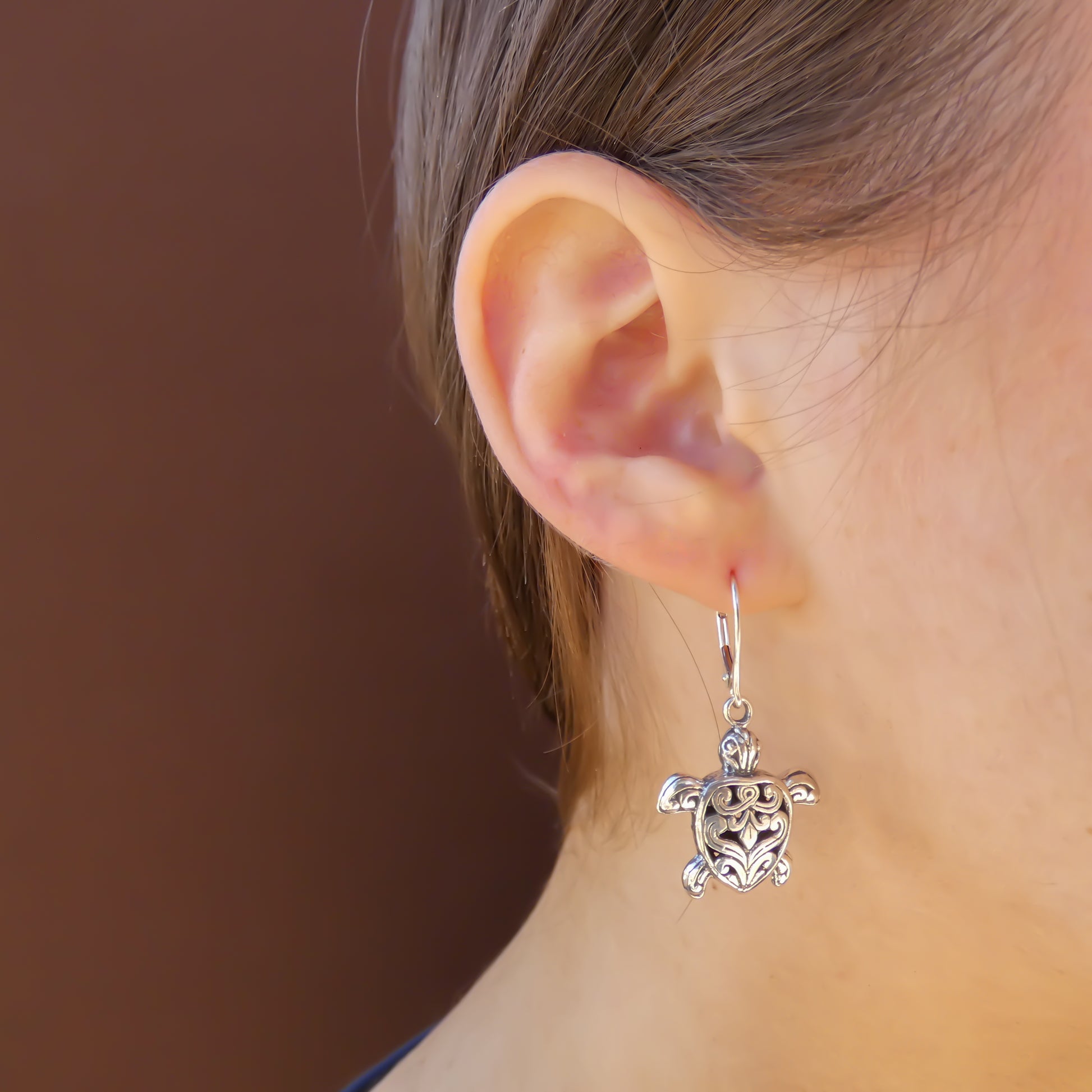 Sterling silver turtle earrings