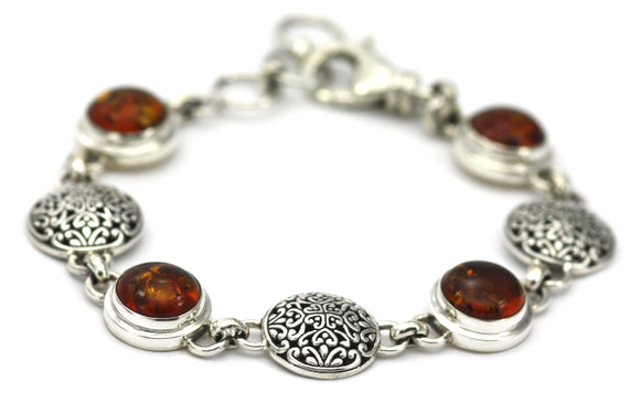 B303AB PADMA Amber and Filigree Round Station Bracelet
