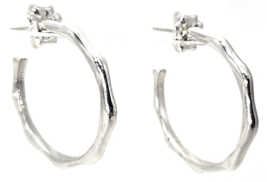 Sterling silver bamboo motif earrings.
