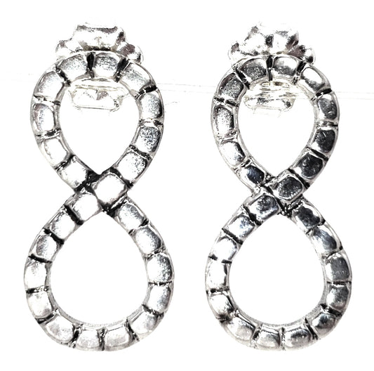 Sterling silver infinity earrings.
