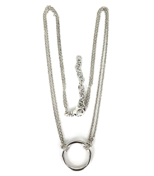 Sterling silver chain bracelet with ring center station.