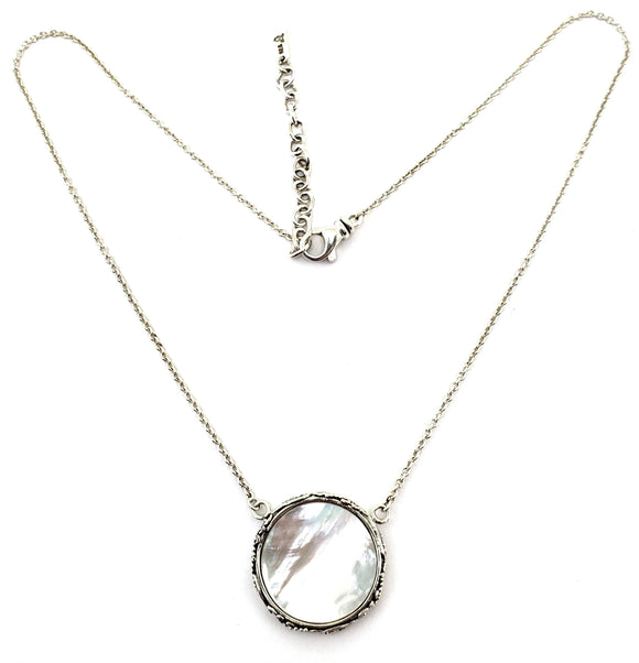 N150MP DEWI .925 Sterling Silver Bali Necklace with Mother of Pearl. 16-18