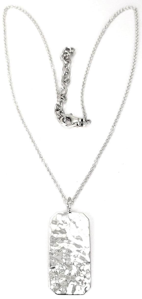 N335 KASI .925 Sterling Silver Bali Hammered Octagon Necklace