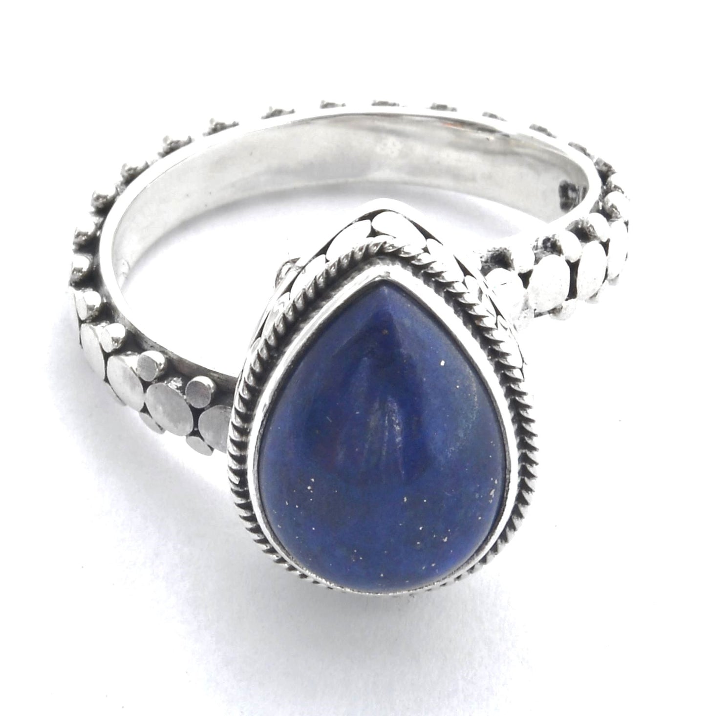 Sterling silver and lapis ring.